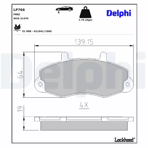 Remblokkenset, schijfrem DELPHI LP766)