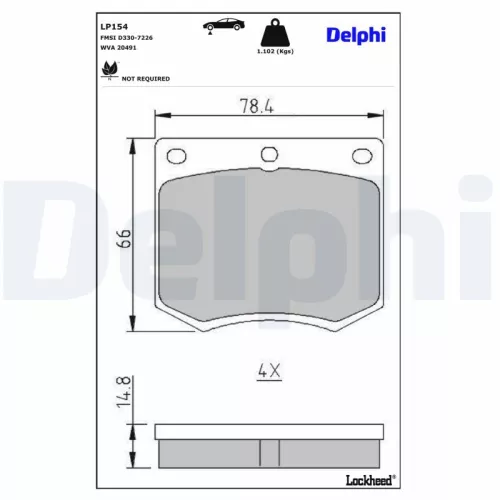 Brake Pad Set, disc brake DELPHI LP154)