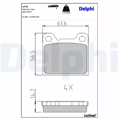 Brake Pad Set, disc brake DELPHI LP18)