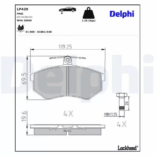 Remblokkenset, schijfrem DELPHI LP429)