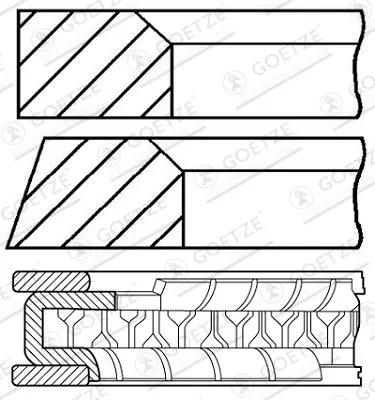 Zuigerveerenset GOETZE ENGINE 08-154200-00)