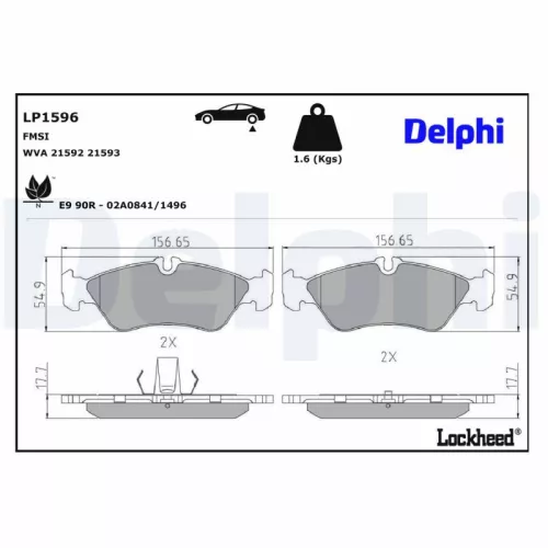 Remblokkenset, schijfrem DELPHI LP1596)
