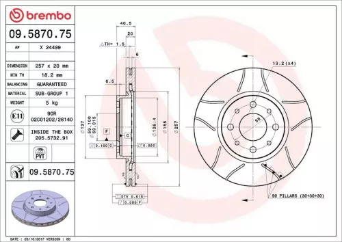 Remschijf BREMBO 09.5870.75)