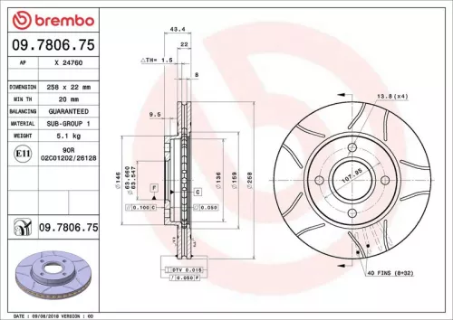 Brake Disc BREMBO 09.7806.75)