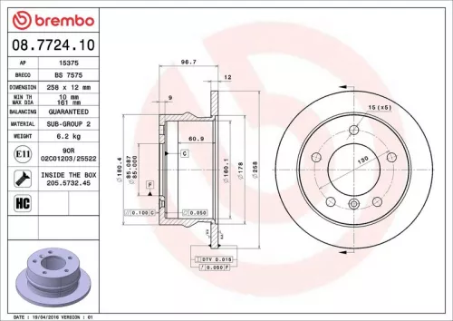 Brake Disc BREMBO 08.7724.10)