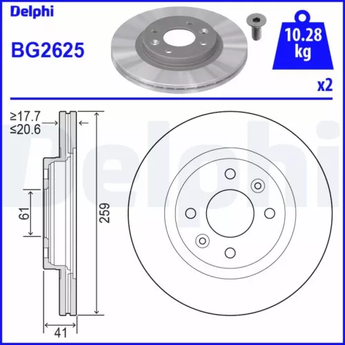 Remschijf DELPHI BG2625)