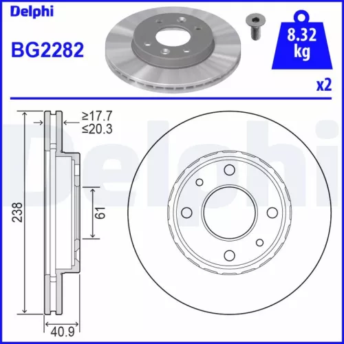 Remschijf DELPHI BG2282)
