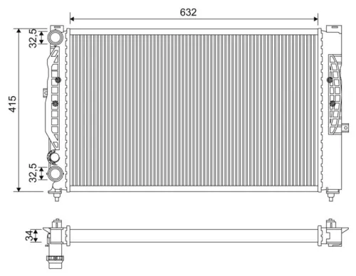 Radiator, engine cooling VALEO 731537)