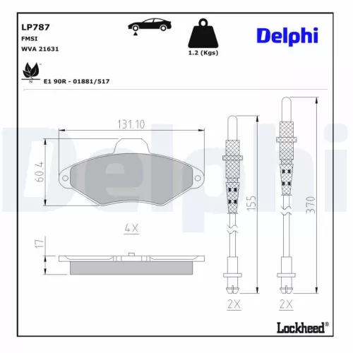 Remblokkenset, schijfrem DELPHI LP787)