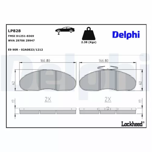 Remblokkenset, schijfrem DELPHI LP828)