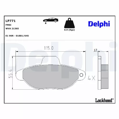 Remblokkenset, schijfrem DELPHI LP771)