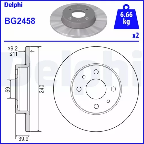 Brake Disc DELPHI BG2458)