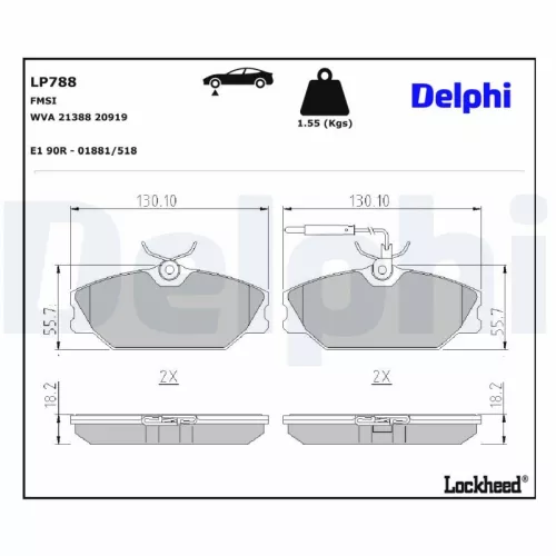 Remblokkenset, schijfrem DELPHI LP788)