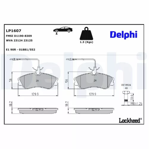 Remblokkenset, schijfrem DELPHI LP1607)