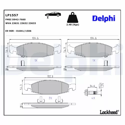 Remblokkenset, schijfrem DELPHI LP1557)