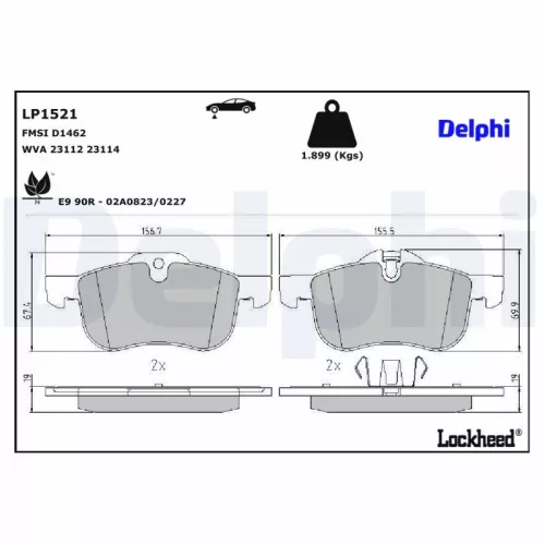 Remblokkenset, schijfrem DELPHI LP1521)
