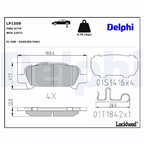 Brake Pad Set, disc brake DELPHI LP1509)