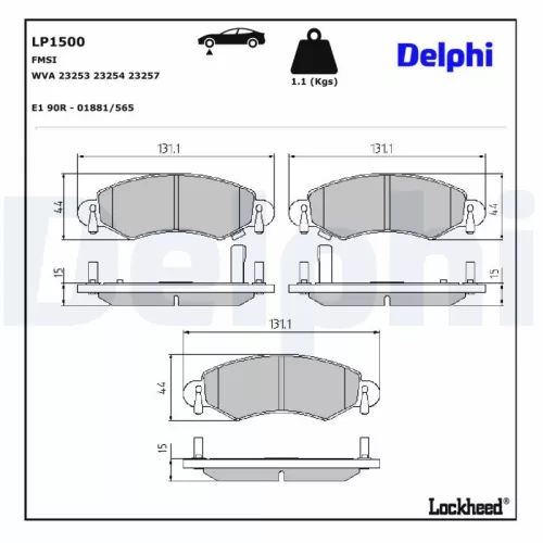Remblokkenset, schijfrem DELPHI LP1500)