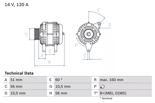 Alternator BOSCH 0 986 039 250)