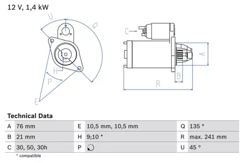 Starter BOSCH 0 986 014 840)