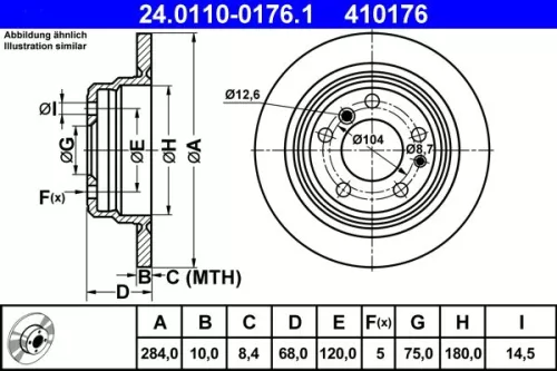 Remschijf ATE 24.0110-0176.1)