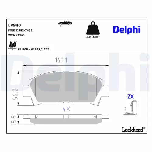 Remblokkenset, schijfrem DELPHI LP940)