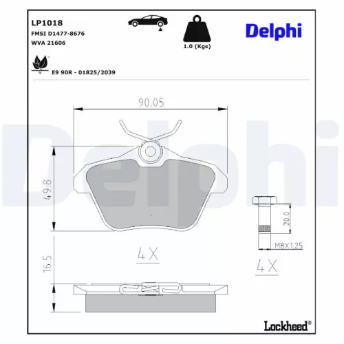 Remblokkenset, schijfrem DELPHI LP1018)