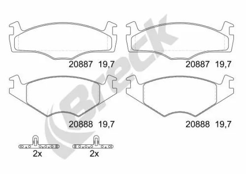 Brake Pad Set, disc brake BRECK 20887 20 702 00)