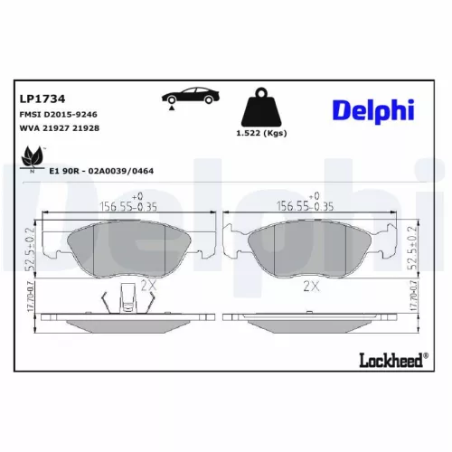 Remblokkenset, schijfrem DELPHI LP1734)