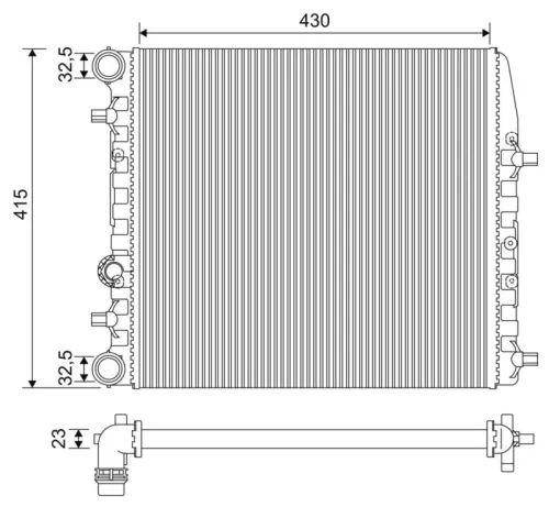 Radiator, engine cooling VALEO 733062)