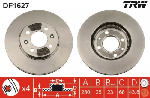 Remschijf TRW DF1627)