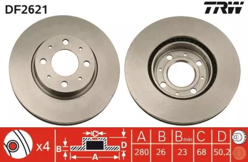 Remschijf TRW DF2621)