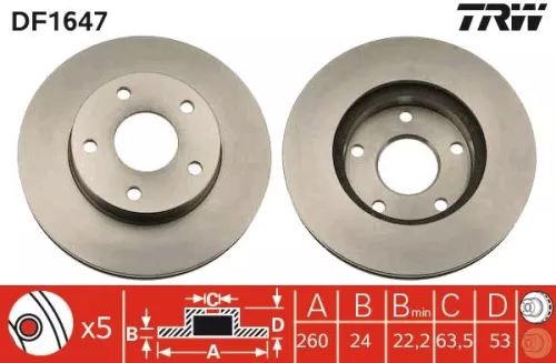Remschijf TRW DF1647)
