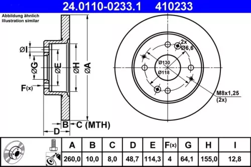 Remschijf ATE 24.0110-0233.1)