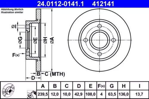 Brake Disc ATE 24.0112-0141.1)