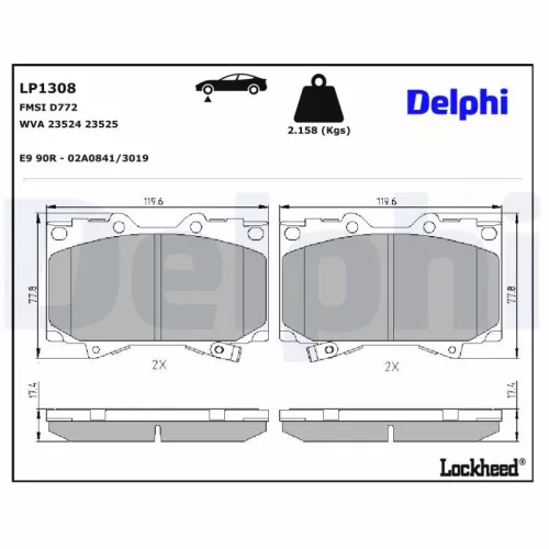 Remblokkenset, schijfrem DELPHI LP1308)