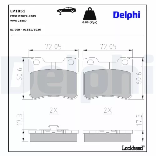 Remblokkenset, schijfrem DELPHI LP1051)
