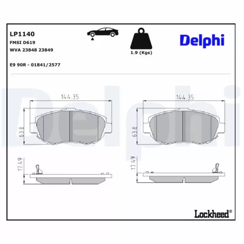 Remblokkenset, schijfrem DELPHI LP1140)