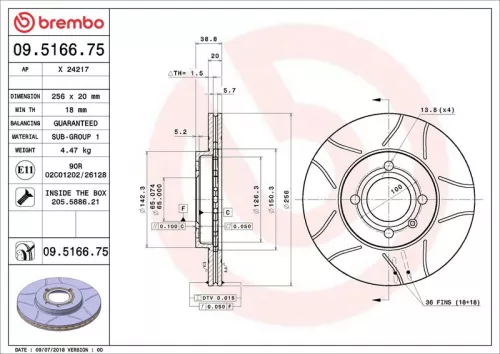 Brake Disc BREMBO 09.5166.75)