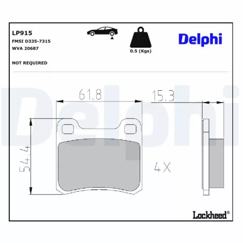Remblokkenset, schijfrem DELPHI LP915)