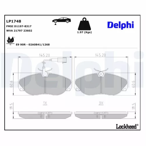Remblokkenset, schijfrem DELPHI LP1748)