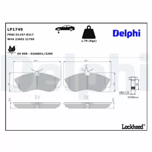 Remblokkenset, schijfrem DELPHI LP1749)