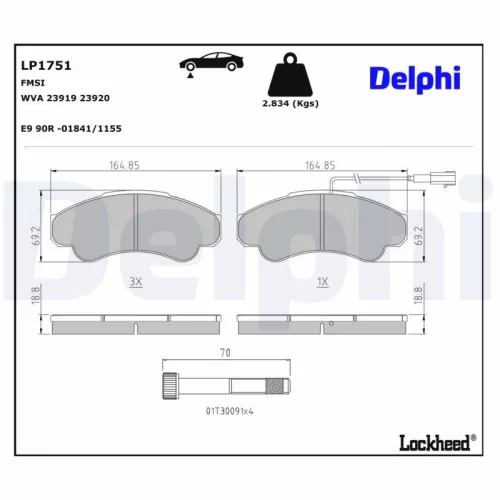 Remblokkenset, schijfrem DELPHI LP1751)