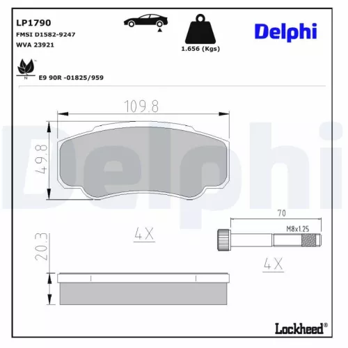 Remblokkenset, schijfrem DELPHI LP1790)