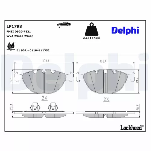 Remblokkenset, schijfrem DELPHI LP1798)