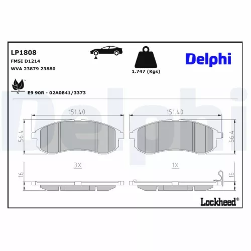 Remblokkenset, schijfrem DELPHI LP1808)