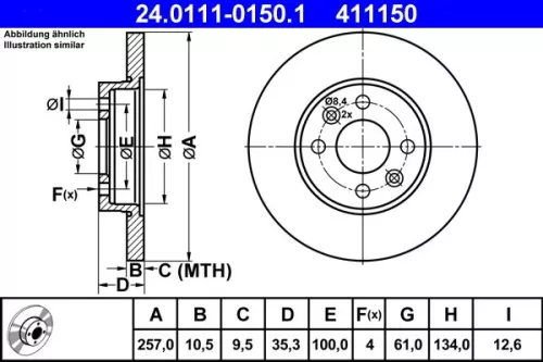 Remschijf ATE 24.0111-0150.1)