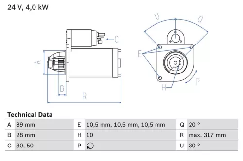 Starter BOSCH 0 986 020 070)