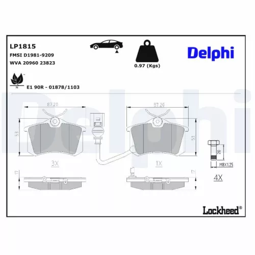 Brake Pad Set, disc brake DELPHI LP1815)