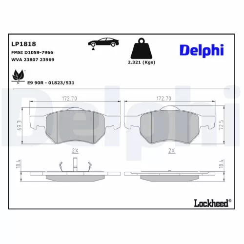 Remblokkenset, schijfrem DELPHI LP1818)
